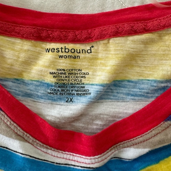 ‘Westbound Woman’ size 2X, Striped Multi-Color Top. - Picture 2 of 3